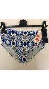 Twelve Pairs of Fantasie Swim Women's Aveiro High Brief Bottoms, Blue & White, Size M