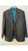 Men's 2 Piece Suit, Grey and White Stripe, Jacket 46