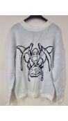 Two Heaven Can Wait Men's Reaper Knit Jumper, White, Size XS