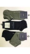 Six Packs of Tommy Hilfiger Men's Ankle Socks 6 Pairs Per Pack, Olive/Navy, UK 6-8