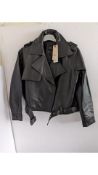 SET Women's Sustainable Leather Jacket, Black, Size UK 10