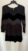Twinset Women's Abito Dress with Velvet Details, Black, Size 40 IT