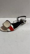 Roger Vivier Chips West Buckle Sandals, Off White/Grey/Orange, EU 36, Damaged, No Box