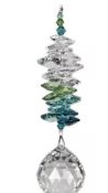 Six 100% Austrian Crystal Woodstock Chimes, Sunrise Cascade Ball Suncatcher, Green/Blue, 12 Included