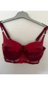 Six Ann Summers Applique LL Balcony Bra, Red, Burgundy, Size 40E
