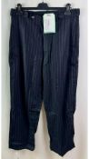 LEJ Pat-a Cake Men's Trousers In Navy Chalk Stripe Wool Cashmere Flannel, Medium