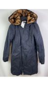 Hallhuber Women's Coat with Faux Fur Trim, Black, Size 34