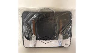 Fossil Evan Men's Messenger Business Bag, Black/Brown, H 31cm, W42cm