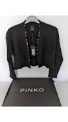 PINKO Catalani Pearl-Embellished Cropped Cardigan, Black, Size S