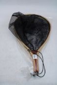 Two Snowbee Wooden Landing Net Large Rubber Coated Mesh, 45x30cm