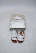 Bonpoint Elyce Sandals, White, Size 24. Box damaged