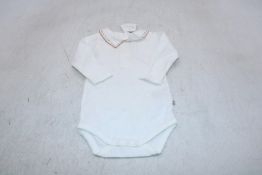 Bonpoint Hand-embroidered Collar, Organic Cotton Long Sleeve Juillet Body Suit, Size 6M