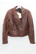 Pege Geama Leather Biker Jacket, Dark Mocha, Size S