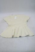 ARKET Ribbed Cinched Waist Peplum Top, Off White, Size S