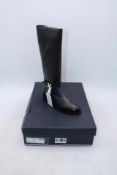 Tommy Hilfiger The Buckle Riding Leather Long Boots, Black, Size 38. Box damaged
