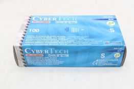 Ten Boxes of Cyber Tech Powder Free Nitrile Disposable Gloves, Blue, 100 Per Box