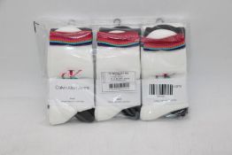 Three Packs of Calvin Klein Socks, 3 Pack Per Pack, Include 6x White, 3x Black