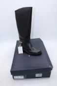 Tommy Hilfiger TheHorsebit Riding Leather Long Boots, Black, Size 38. Box damaged