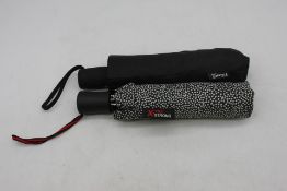 Totes X-TRA STRONG Umbrella, Black and White Dots and 1x Repel Umbrella, Black