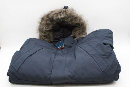 Superdry Everest Faux Fur Parka Jacket, Navy, Size L