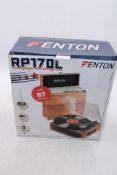Fenton RP170L Record Player, Dark Wood, UK Plug, Slight Damage to Front of Case