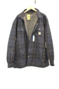 Carhartt 107017 Relaxed Fit Flannel Sharpa Lined Shirt Jacket Navy 2XL
