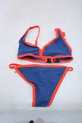 Lisa Marie Fernandez Maria Low Waist Bikini, Navy & Tomato Crepe, Size 2
