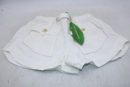 Farm Rio Cargo Pockets Shorts, Off White, Size 25