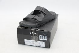 Boss Sandals Standard Sole In Plastic, Black, UK 11. Box damaged