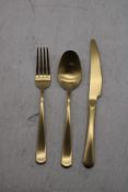 Fable Flatware Cutlery Set, Matte Gold Stainless Steel, 20-piece Set for Four Place Settings. OVER 1