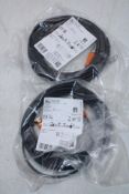 Two IFM EVC108 Connection Cables, M12X1 Male, Straight M12X1 Female, Straight, 4 Pin