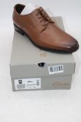 Clarks Howard Walk Leather Shoes, Dark Tan, UK 11. Box damaged