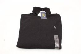 Polo Ralph Lauren Merino Wool Slim Fit Crew Neck Jumper, Black, Size M