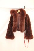 Miss Circle New York Cropped Hooded Jacket, Brown, Size S