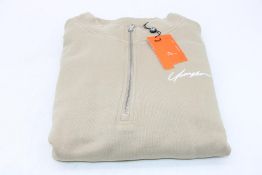 Youngla Sunday Quarter Zips Sweater, Light Brown, Size XL