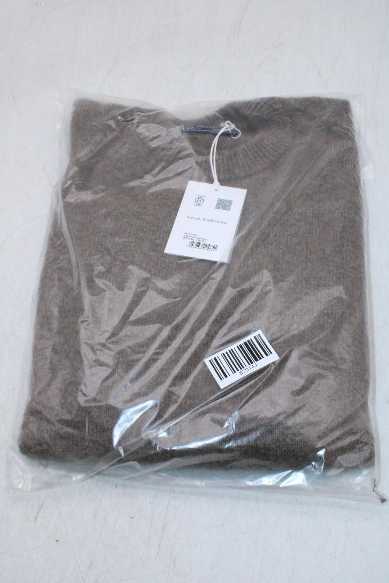 With Nothing Underneath Mull Yak Wool Crew Neck Jumper, Coffee, Size S