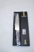 Shinrai Knives 20cm Chefs Knife, Damascus Print Epoxy Onyx, OVER 18's ONLY