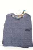 Five Superdry Essential Logo Emb T-Shirt, Dark Indigo/Blue Marl, Size M