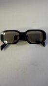 Prada PR 17WS Women's Rectangular Sunglasses, Lense Is Marked, Lense Mirrored, Black, 49-20-145, Dam