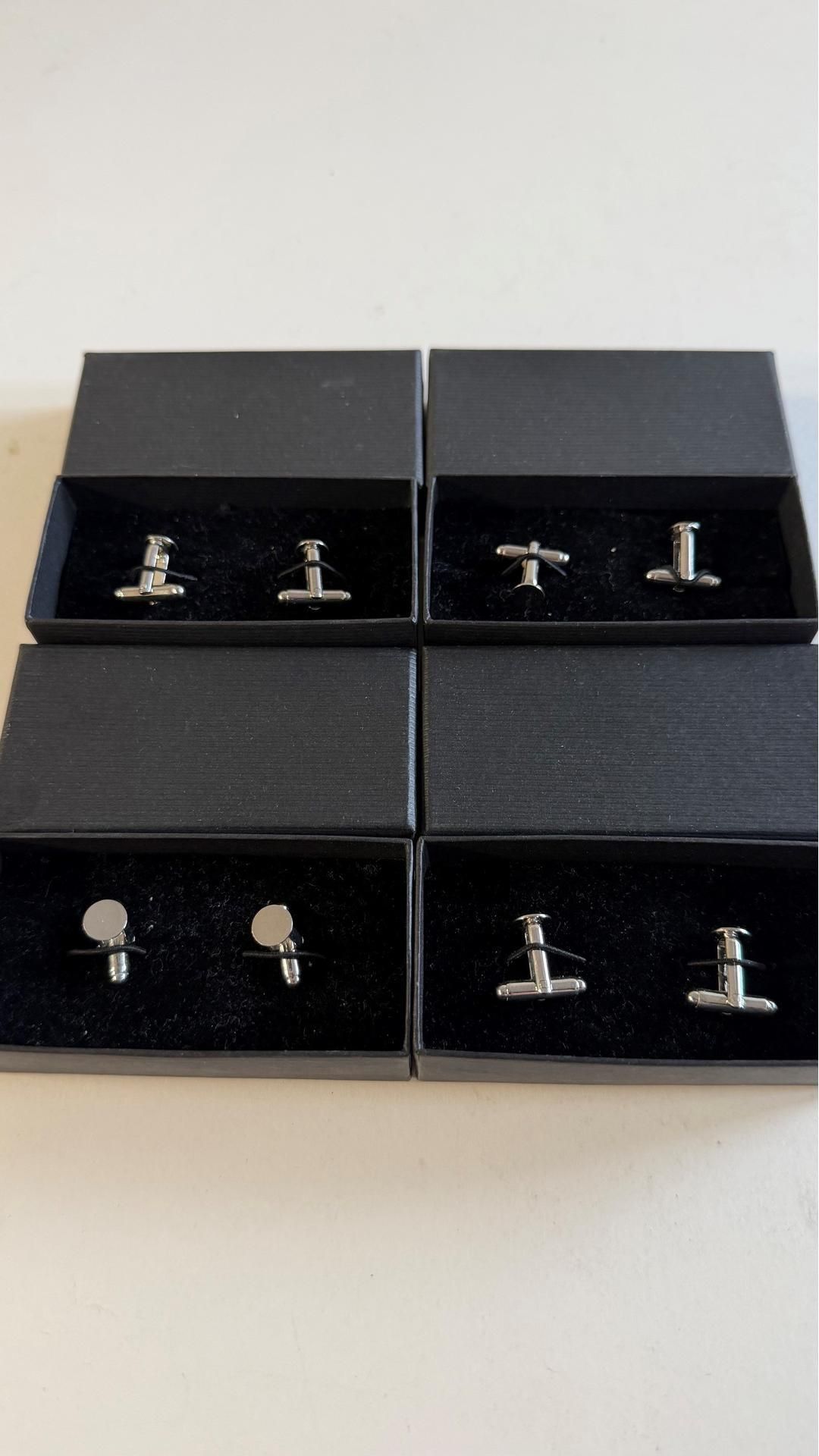 Four Unbranded Men's Silver Tone Cufflinks, Circle Design