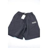 Ganni T3236 Logo Embroidered Fleece Shorts, Black, Size S