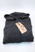 Leif Nelson Men's Hooded Cardigan Knit Jacket, Anthracite, Size Large