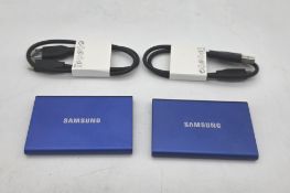 Two Samsung T7 Portable SSD, 1TB each. Used, Reset, No boxes, Includes USB cables