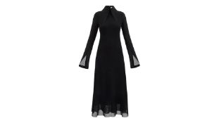 Matches 16Arlington Women's Kaya Spearpoint Collar Georgette Dress Black, UK 12