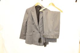 Massimo Dutti Two Piece Suit, Grey Pinstripe, Size 38