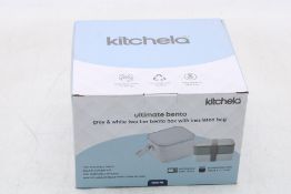 Sixteen Kitchela Ultimate Bento Lunch Boxes with 2 Stackable Trays, Built In Cutlery Set, Drink Hold