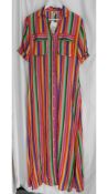 All Things Mochi Rainbow Stripe Maxi Shirt Dress, Size S. No Belt