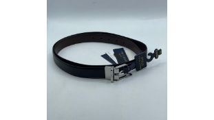 Polo Ralph Lauren Men's Smooth Leather Reversible Belt, Black/Saddle, Size 44