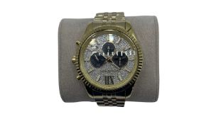 Michael Kors Men's Watch Lexington Chronograph 45mm Gold Pave, MK8494