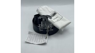 Moschino Milano Women's Black Leather Interlocking Clamp Belt Size 44
